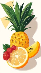 水果菠萝插画
