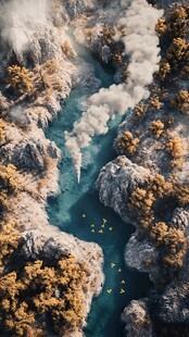 金色森林河流河水