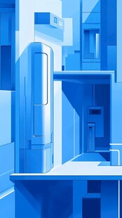 建筑设计蓝色的房间