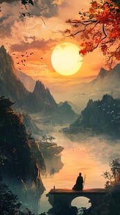 禅境秋夜极品意境插画