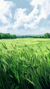 小麦田插画