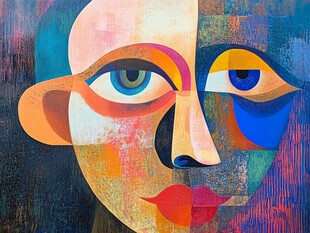 人脸色块拼接装饰画