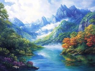 美丽山水风景绘画风景