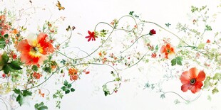 背景墙手绘花卉