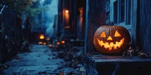 街道上的南瓜灯