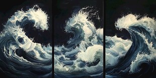 海浪无框画