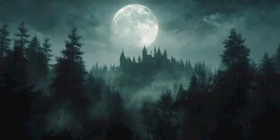 月色夜色梦幻森林背景