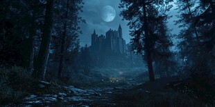 月色夜色梦幻森林背景