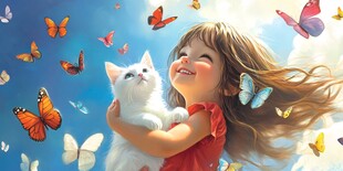 怡然自得的小女孩壁纸