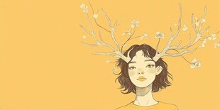 卡通梅花鹿女孩