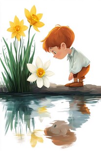 唯美小男孩插画