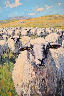 牧羊油画