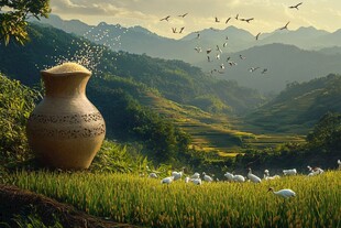 粮油大米丰收农业类