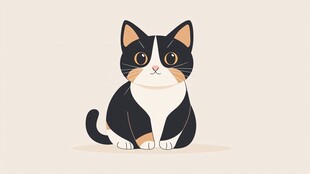 扁平插画小猫