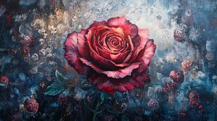 现代玫瑰花油画