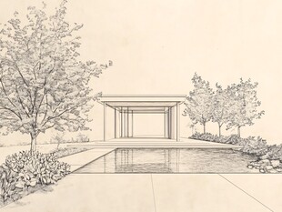 庭院线稿