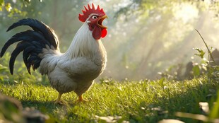 草地上的雄鸡图