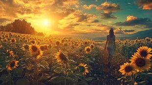 葵花地里的女人