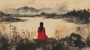 古风人像水墨山水