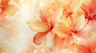 森系粉橙色花朵背景