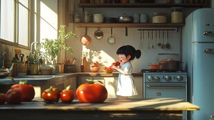 洒进厨房的阳光