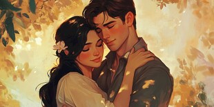 唯美浪漫情侣插画