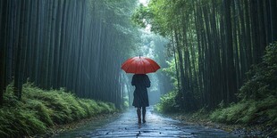 雨中竹林