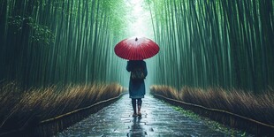 雨中竹林