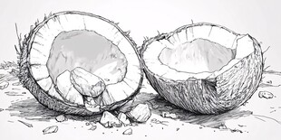 手绘椰肉原料插图