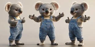 穿着背带裤的考拉