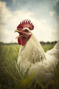 草地上的雄鸡图