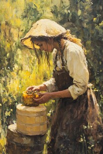 摘果实的陶瓷少女