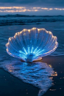 水母形状彩灯夜景