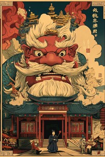 镇宅辟邪文创插画