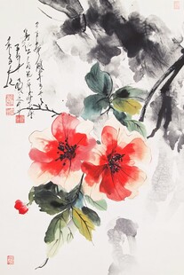 蜀葵水墨画