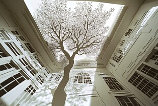 窗外的大树白墙