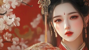 红衣少女设计古风