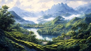 茶山油画