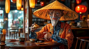 茶馆人像雕塑装饰