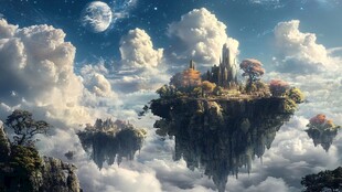 3d云海悬浮小岛