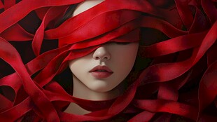 3d缠绕红色丝带