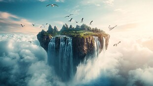 3d云海悬浮小岛