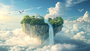 3d云海悬浮小岛