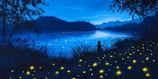 萤火虫之夜插画海报
