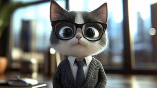 卡通猫戴眼镜的猫叔