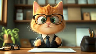 卡通猫戴眼镜的猫叔