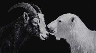 手绘山羊黑白简约挂画