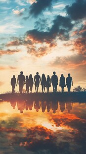 漫步夕阳下剪影