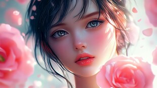 数字美女插画