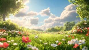 唯美梦幻花田场景